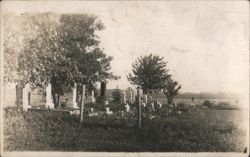 Rural Cemetery with Gravestones and Wire Fence Postcard