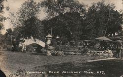 Interlaken Park, Arched Bridge & Stone Lantern, Fairmont MN Postcard