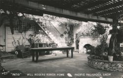 Patio at Will Rogers Ranch Home, Pacific Palisades Postcard