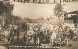 Start of the Corona Road Race, Vintage Race Cars Postcard