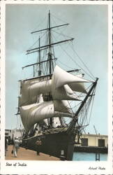 Star of India Sailing Ship Docked at Pier Postcard