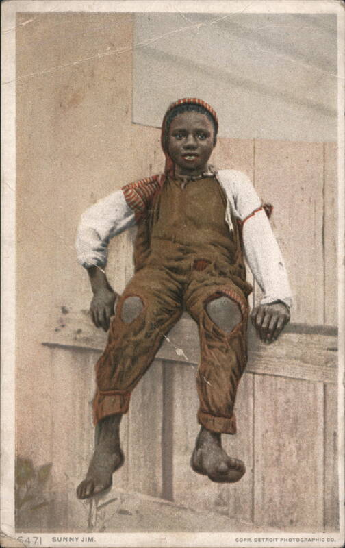 Sunny Jim, Young Black Boy in Torn Overalls and Striped Cap