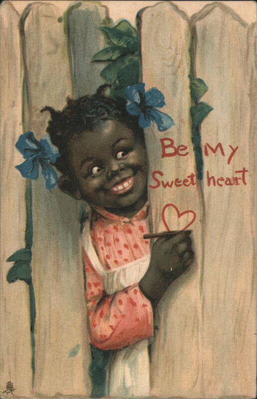 Black Americana Child Peeking Through Fence, Be My Sweet heart