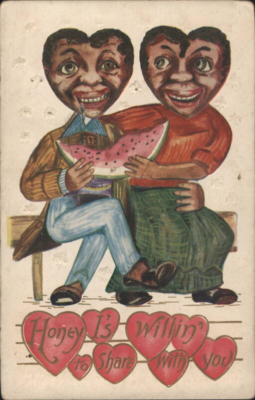 Black Americana Caricature with Watermelon, 'Honey Is Willin''