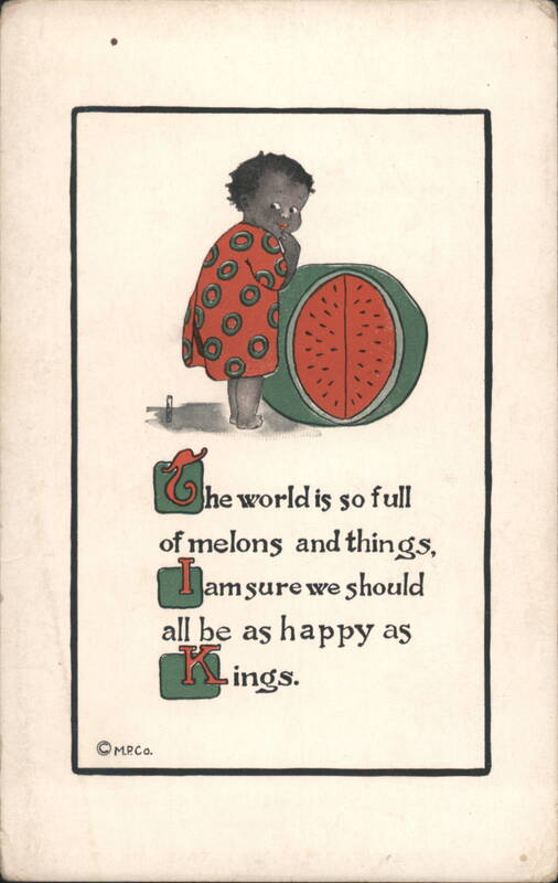 Black Child with Watermelon and Poem from Howdy Kid Series
