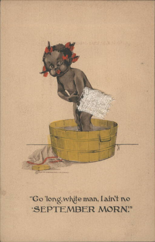 Black Americana Caricature Child in Tub, 'SEPTEMBER MORN'