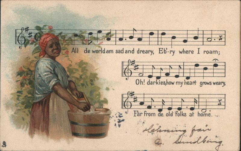 African American Woman Doing Laundry, 'Old Folks at Home' Song Lyrics