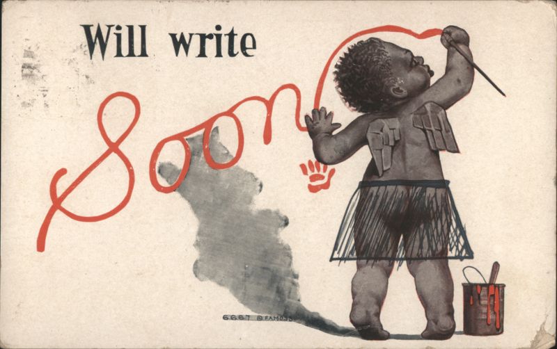Will Write Soon, Black Americana Child Painting