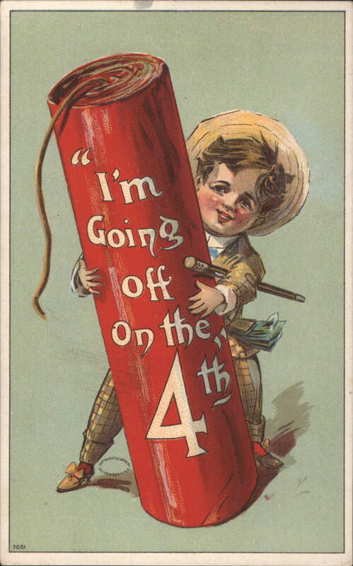 Boy with Giant Firecracker for the 4th of July