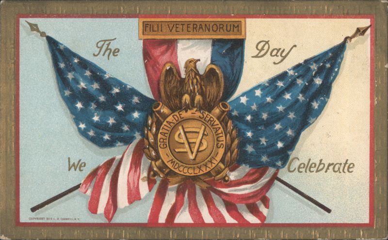 Filii Veteranorum Day Celebration with American Flags and Eagle Emblem
