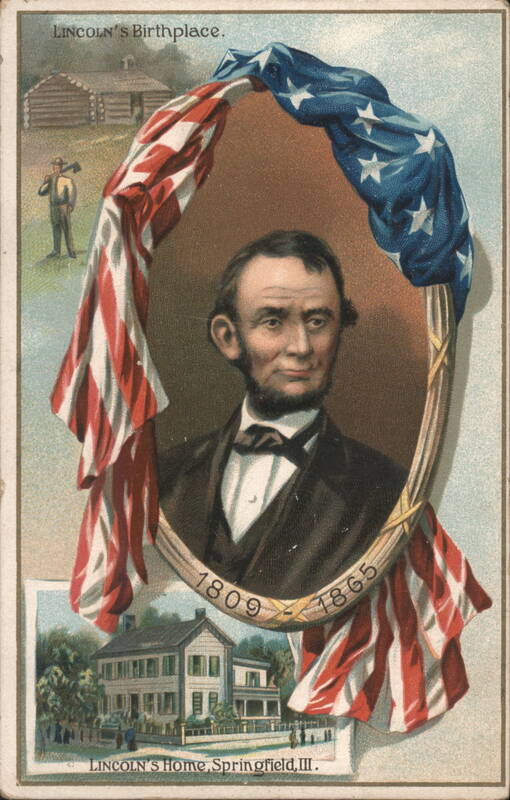 Abraham Lincoln Portrait, Birthplace Log Cabin, and Springfield Home Illinois