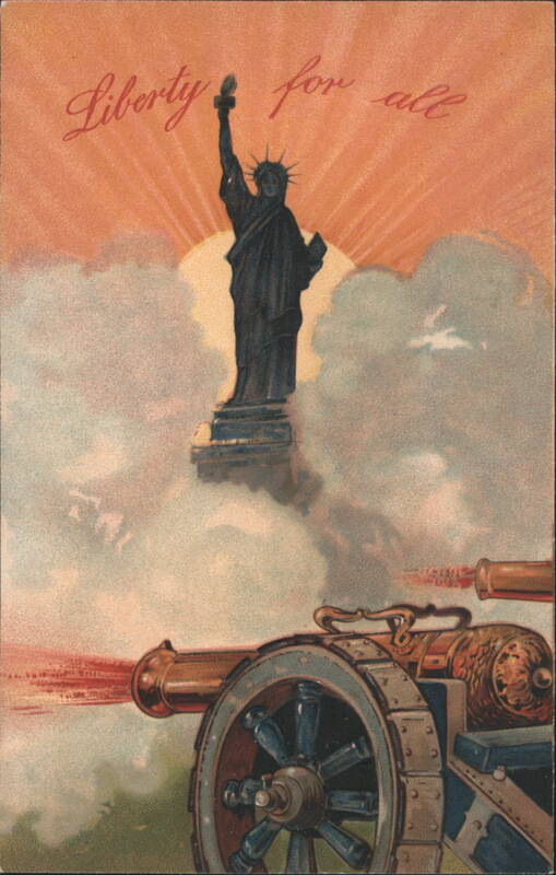 Statue of Liberty with Cannon and 'Liberty for all'