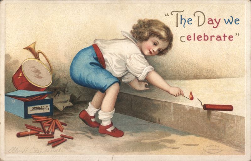 The Day We Celebrate: Boy Lighting Fireworks Ellen Clapsaddle