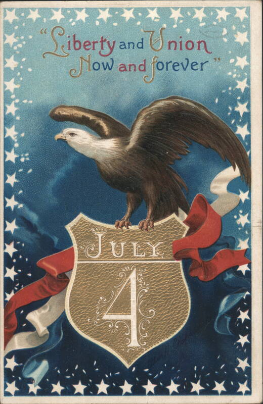 Liberty and Union Now and forever Bald Eagle & July 4th Shield