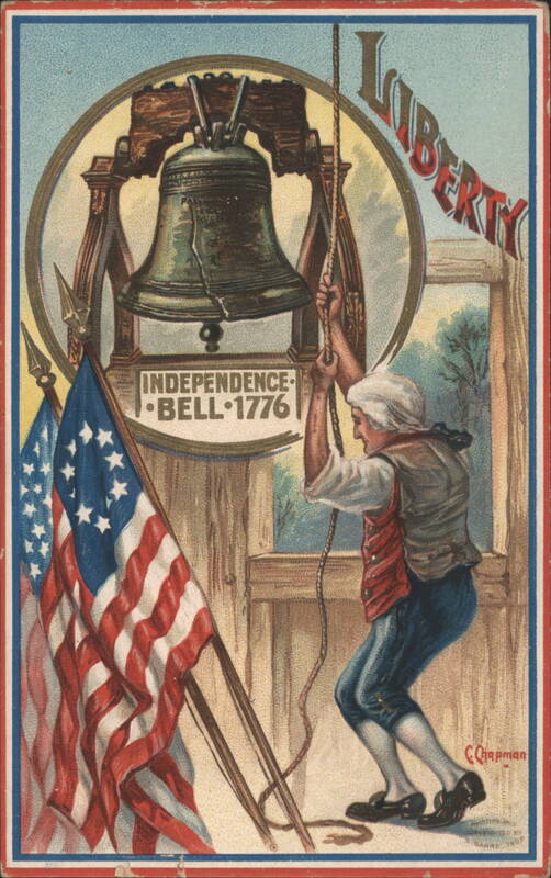 Liberty Bell 1776, Man Ringing Bell, American Flag