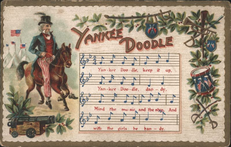 Yankee Doodle Man on Horse with Flags, Music & Lyrics