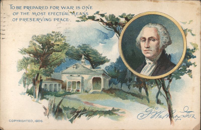 George Washington Portrait with Mount Vernon and Peace Quote, 1906