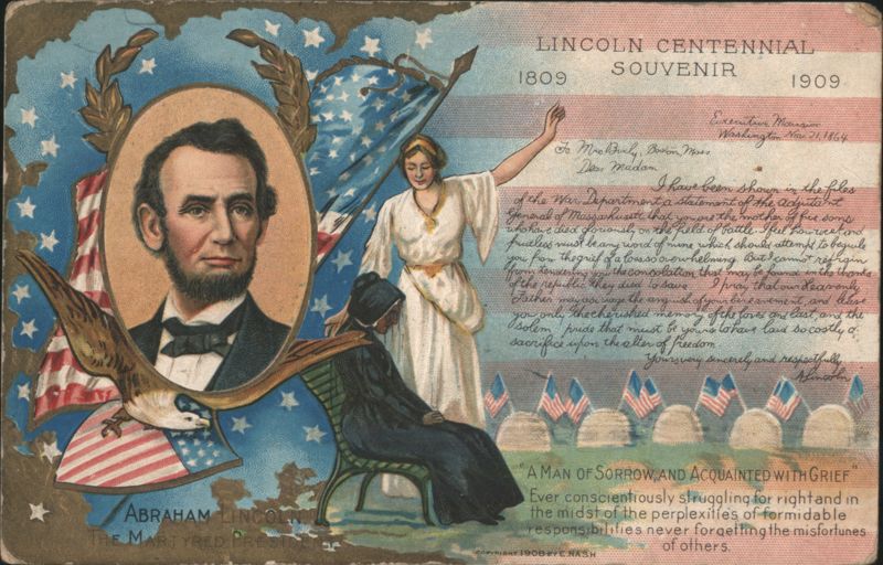 Abraham Lincoln Centennial Souvenir with Bixby Letter and Patriotic Imagery