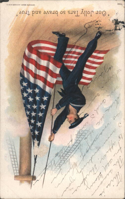 US Navy Sailor with American Flag, Our Jolly Tars Patriotic