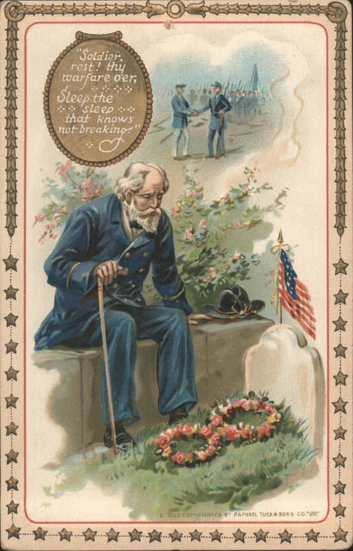 Civil War Veteran by Grave, Decoration Day