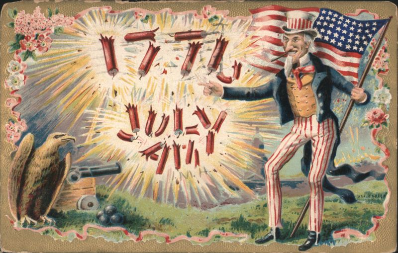 Uncle Sam, American Flag, Eagle, Cannon, 4th of July Celebration