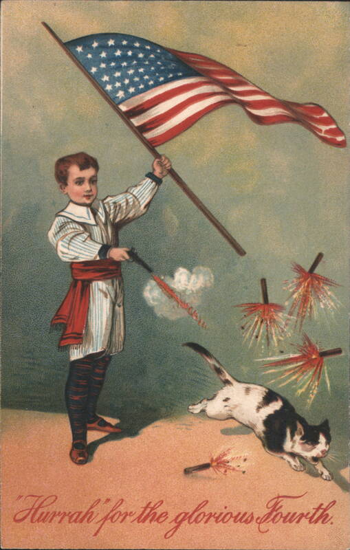 Boy with American Flag and Cap Gun, Hurrah for the glorious Fourth