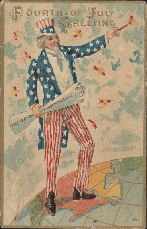 Uncle Sam Fourth of July Greeting with Declaration of Independence