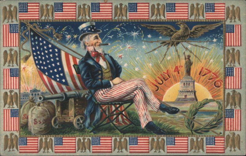 Uncle Sam Smoking Cigar, 4th of July 1776 Celebration, Statue of Liberty