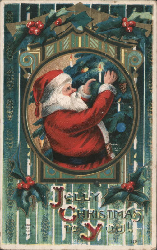 Jolly Christmas Santa Claus Decorating Tree