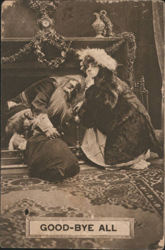 Good-Bye All: Santa Claus and Woman in Fur Coat