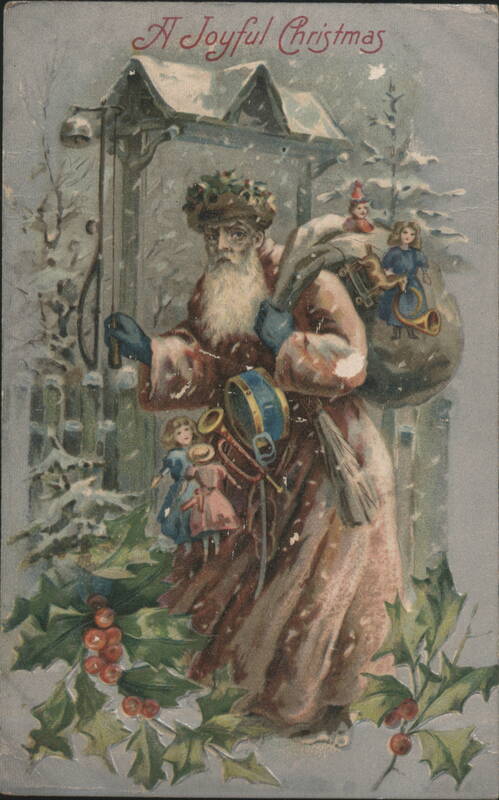 A Joyful Christmas Santa Claus with Sack of Toys in Snow