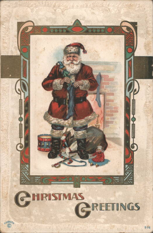 Santa Claus with Toys & Gifts, Christmas Greetings