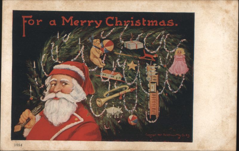 Santa Claus with Christmas Tree and Toys