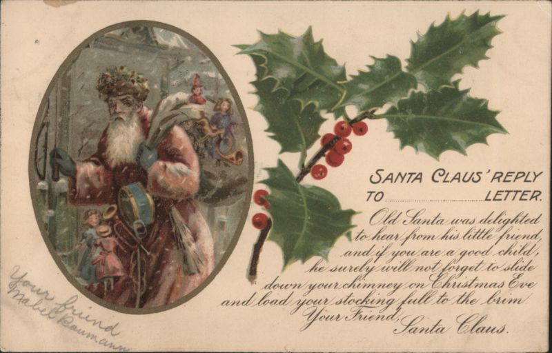 Santa Claus' Reply to Letter, Holly & Berries