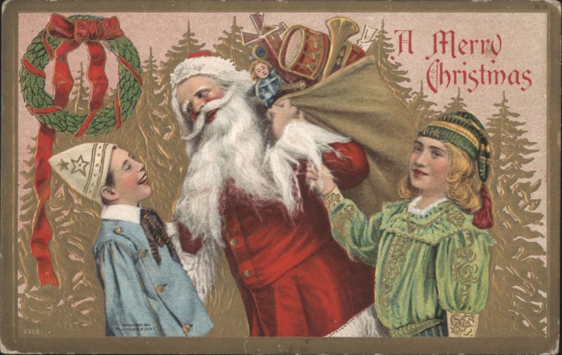 Santa Claus with Children and Toys, A Merry Christmas