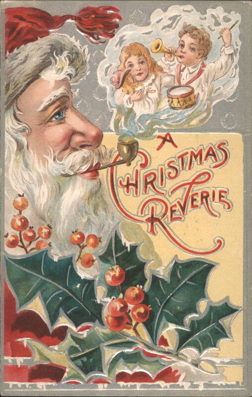Santa Claus Smoking Pipe, Children Playing Instruments, Christmas Reverie