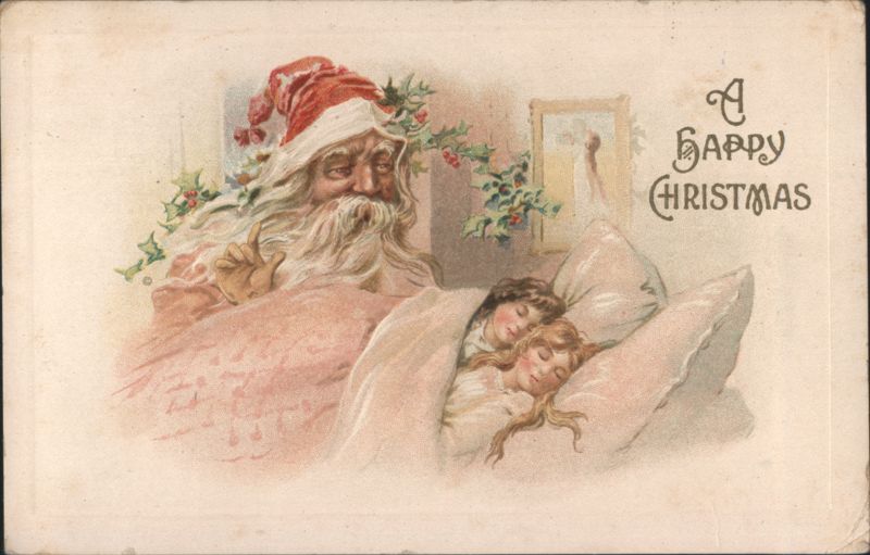 Santa Claus Watching Sleeping Children, A Happy Christmas