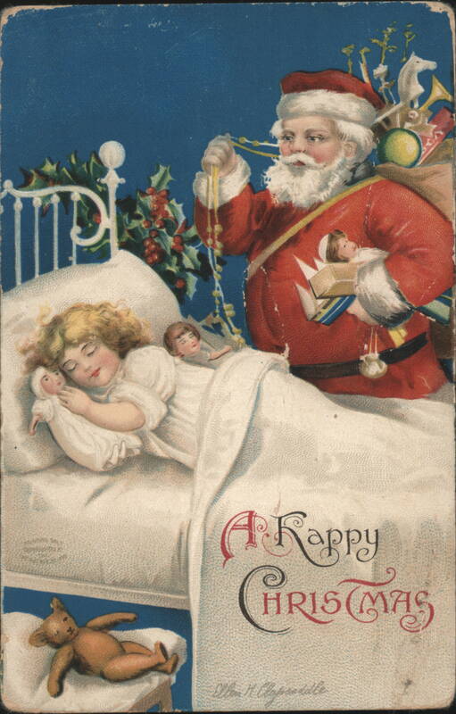 Santa Claus Drops Gifts for Sleeping Child, A Happy Christmas