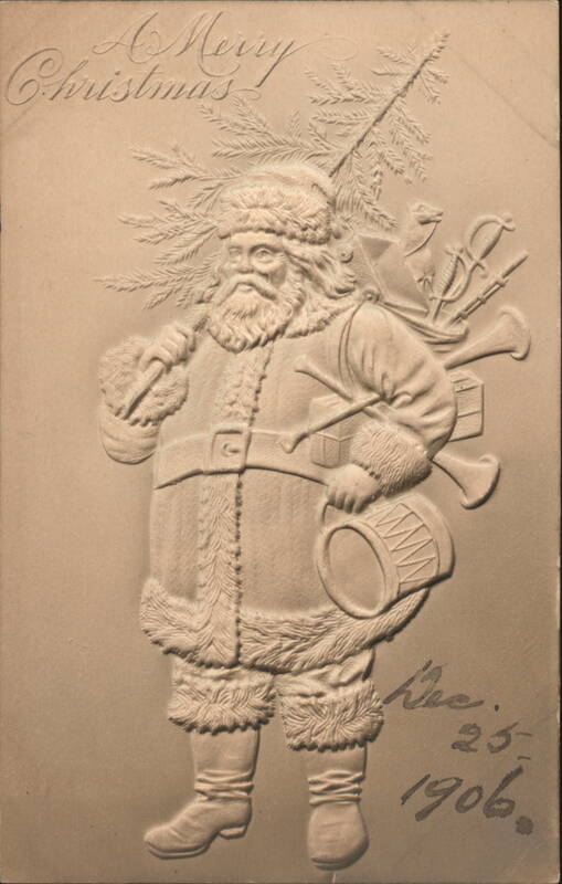 Embossed Santa Claus with Toys, Christmas Greeting 1906