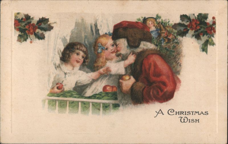 Santa Claus Kissing Little Girl, A Christmas Wish