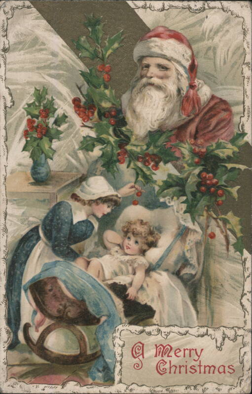 A Merry Christmas with Santa Claus, Woman, and Child