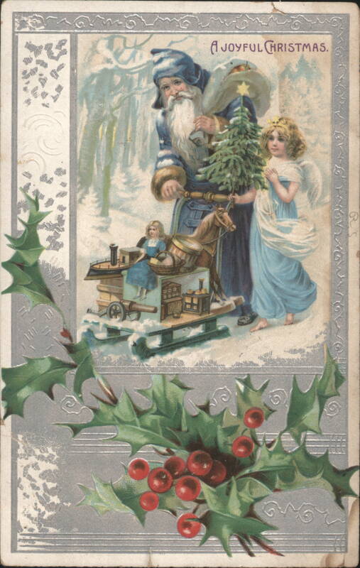 Santa Claus Angel Child Toys Holly A Joyful Christmas