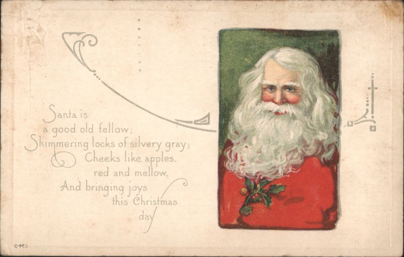 Santa Claus Portrait with Christmas Poem and Red Robe