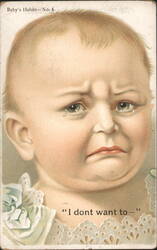 Crying Baby 'I don't want to' - Baby's Habits No. 4 Postcard