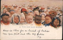 Diverse Babies Crowd with 'Who Said Race Suicide?' Message Postcard