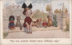 F.G. Lewin Girl Doll & Toys, 'We are awfully lonely here without you.' Postcard