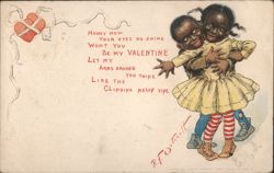 Black Americana Children Valentine's Day Poem Postcard