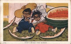 Don't Wake the Babies, Sleeping Black Babies with Watermelon Postcard