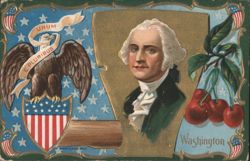 George Washington Portrait with American Eagle, Shield, and Cherries Postcard