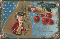 George Washington Boy with Axe and Cherry Tree, "His Truthfulness" Postcard